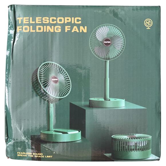 Green Telescopic Folding Fan - Picture 2 of 4